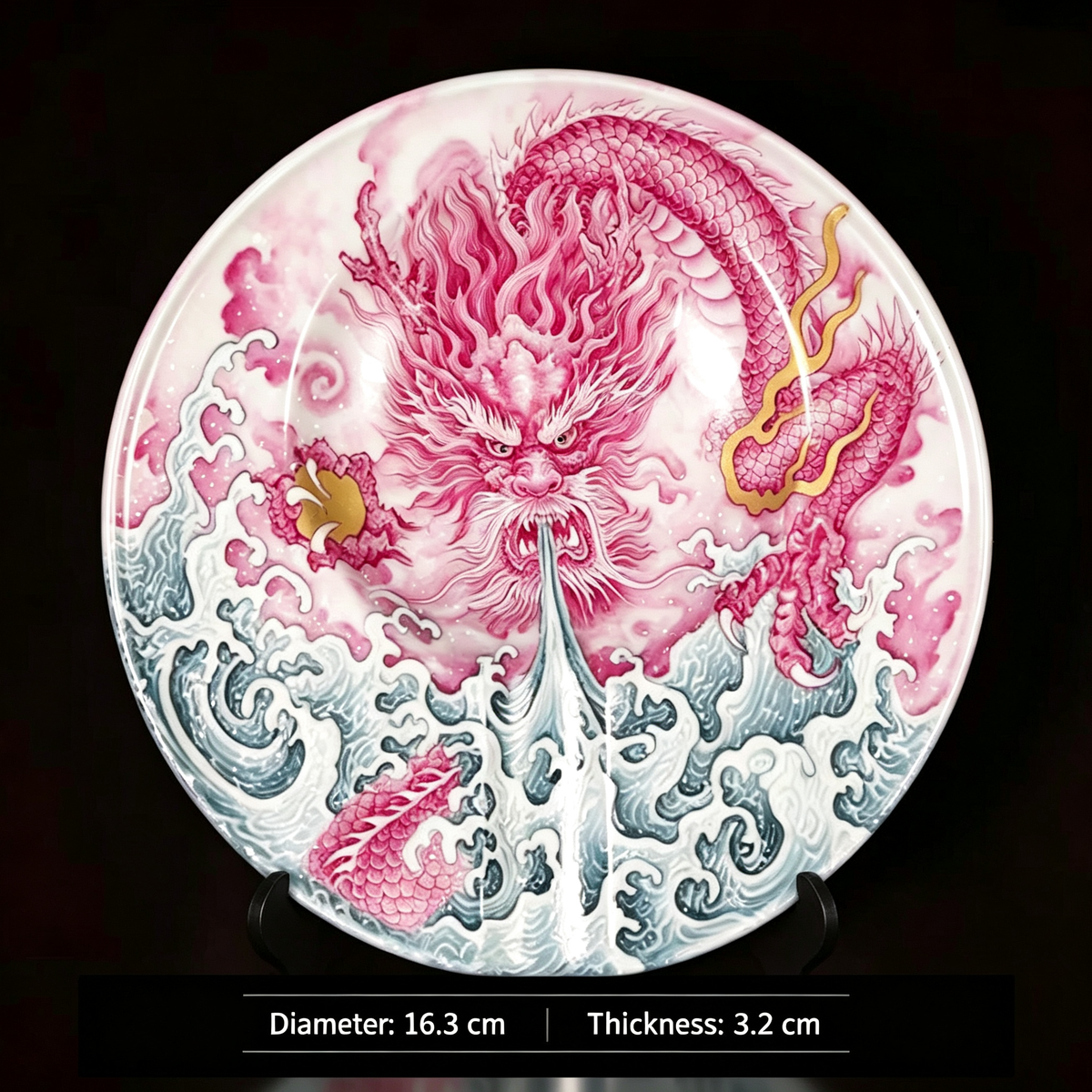 Dimensions Diameter 16.3cm Thickness 3.2cm on Display Stand