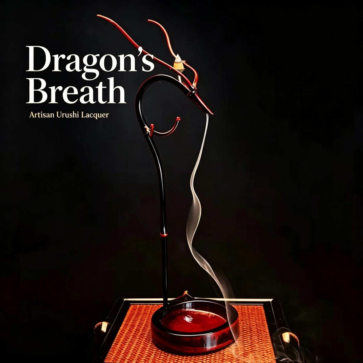 Hand-Carved Urushi Lacquer Dragon Incense Holder - Backflow & Stick Burner for Cigar Lounge