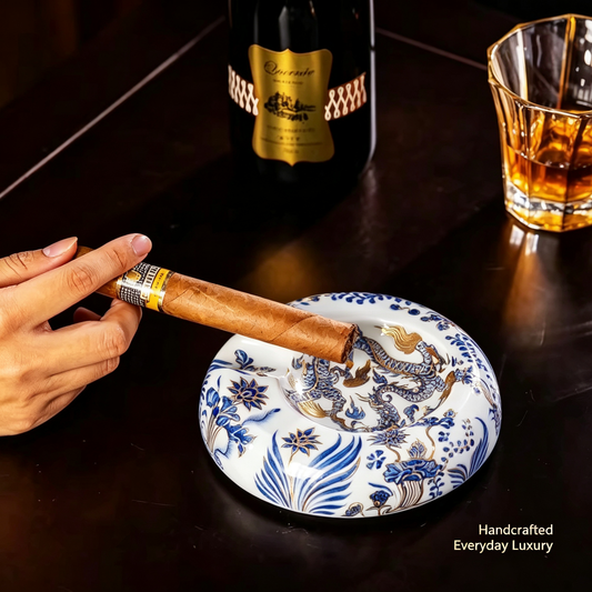 Jingdezhen Hand-Painted Porcelain Cigar Ashtray Collection
