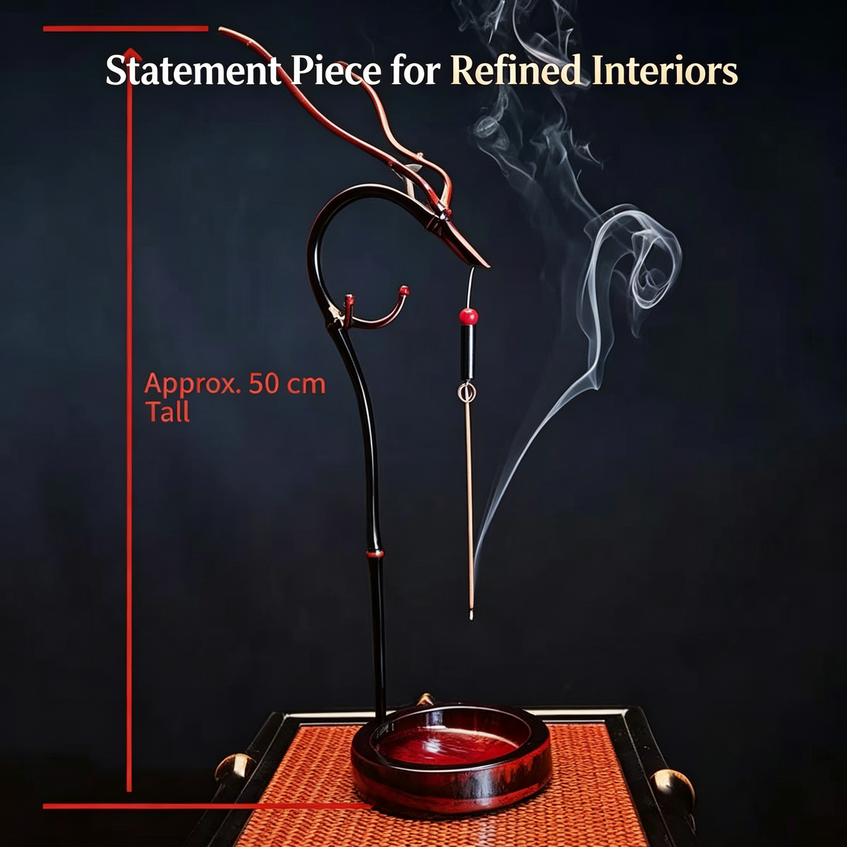 Hand-Carved Urushi Lacquer Dragon Incense Holder - Backflow & Stick Burner for Cigar Lounge