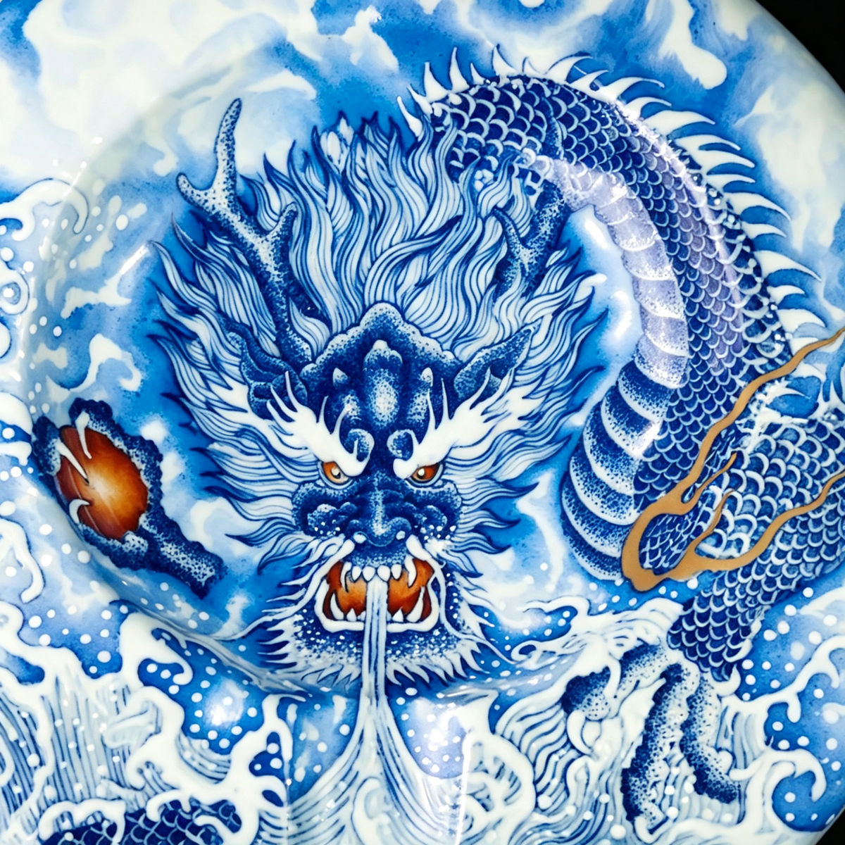 Macro Dragon Head and Fangs Painting Detail